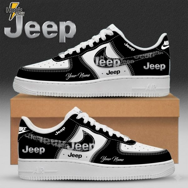 Jeep Custom Name Multicolor Fashion Casual AF1 Sneakers - Black