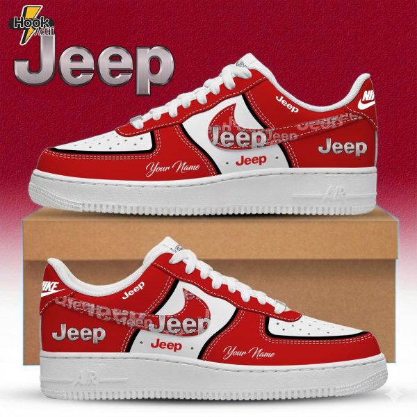 Jeep Custom Name Multicolor Fashion Casual AF1 Sneakers - Red
