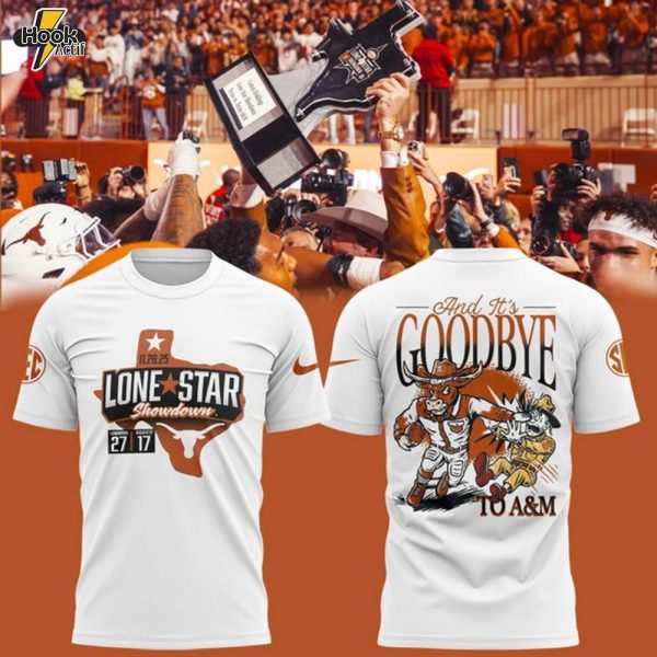Men's White Texas Longhorns vs. Texas A&M Aggies 2025 Lone Star Showdown Score T-Shirt