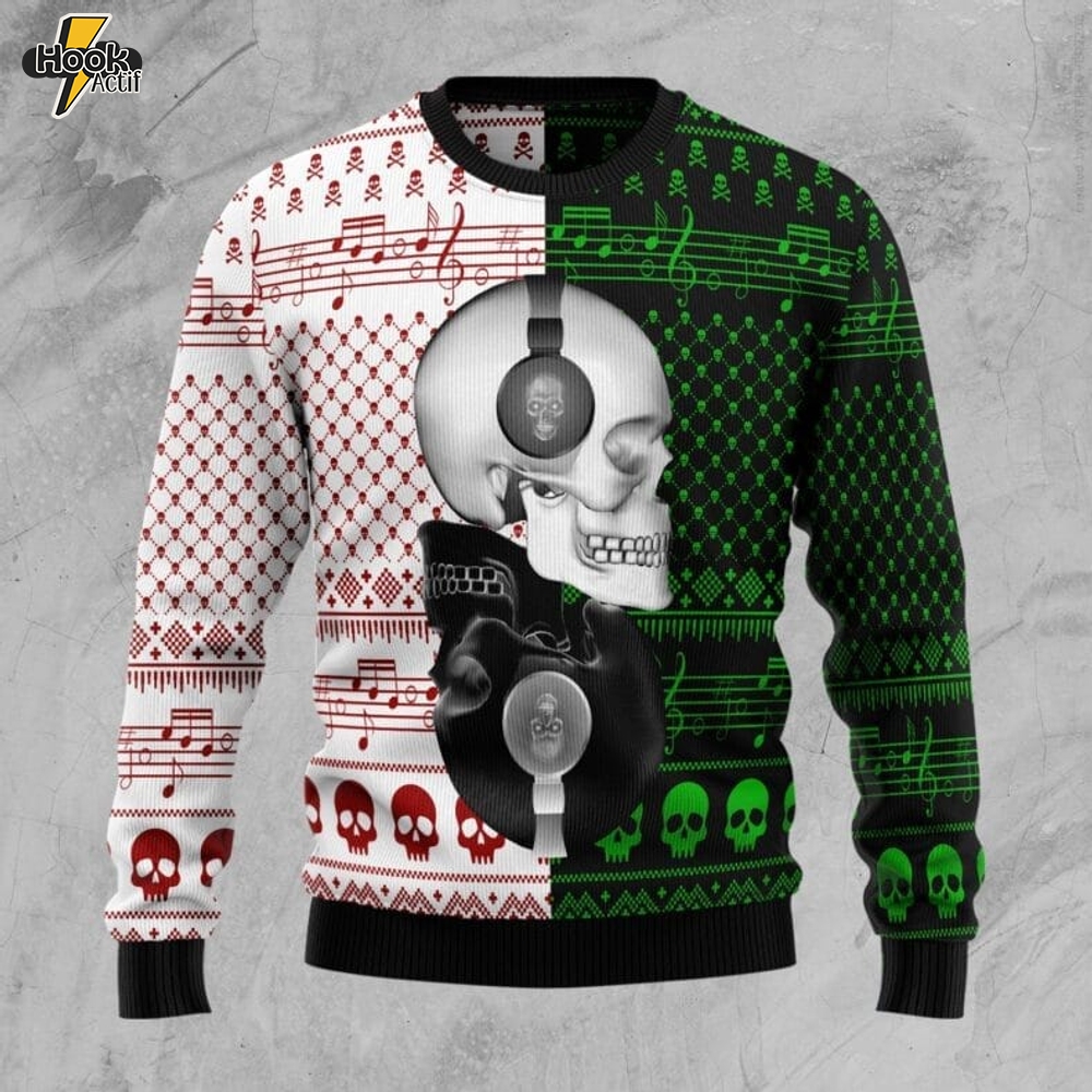Skull Yinyang Ugly Christmas Sweater Skull Yinyang Ugly Christmas Sweater