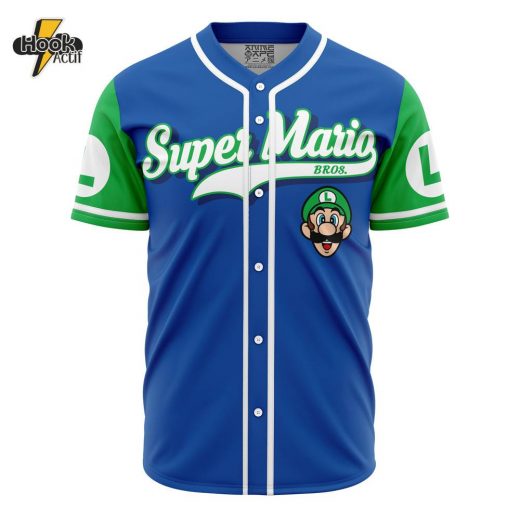 3D Printed Luigi Super Mario Bros Men’s Short Sleeve Anime Baseball Jersey