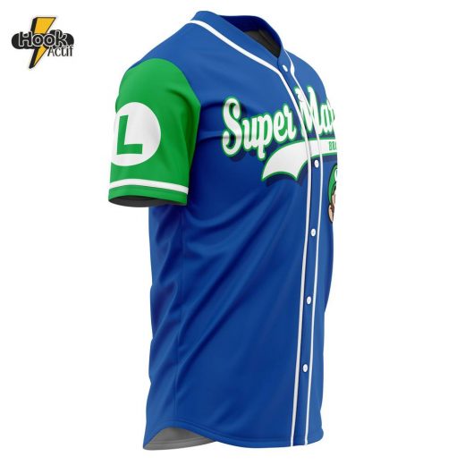 3D Printed Luigi Super Mario Bros Men’s Short Sleeve Anime Baseball Jersey