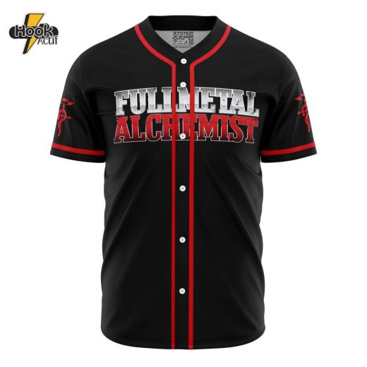 3D Printed Personalized Elric Fullmetal Alchemist Men’s Short Sleeve Anime Baseball Jersey