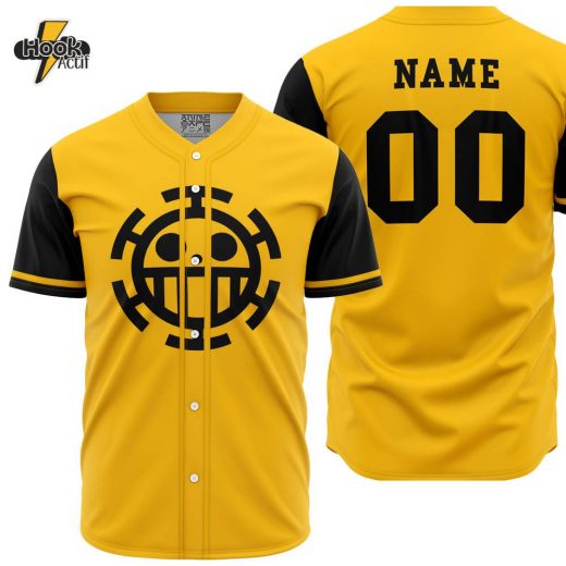 3D Printed Personalized Trafalgar Law One Piece Men’s Short Sleeve Anime Baseball Jersey