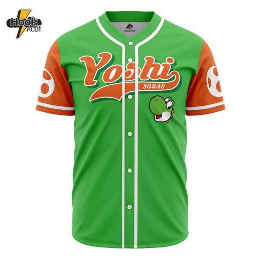 3D Printed Yoshi Squad Super Mario Bros Men’s Short Sleeve Anime Baseball Jersey