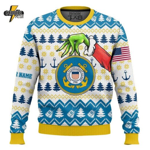 Custom Name Grinch x US Coast Guard Ugly Sweater V2