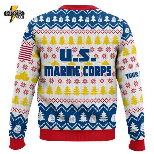 Custom Name Grinch x US Marines Ugly Sweater V1