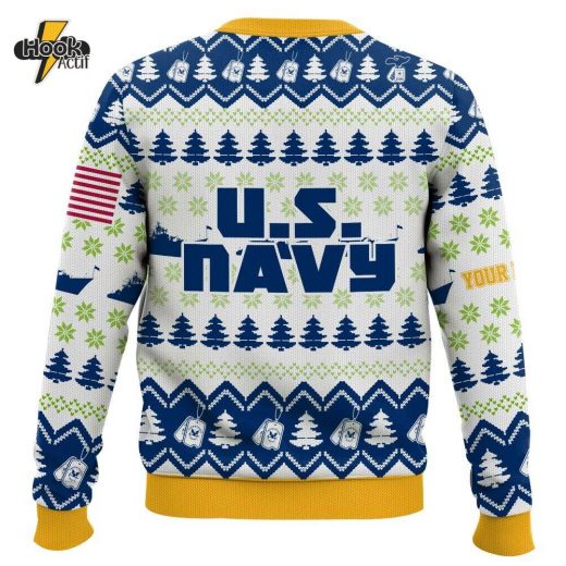 Custom Name Grinch x US Navy Ugly Sweater V2