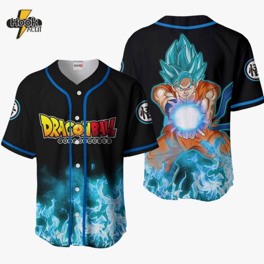 Goku Super Saiyan Blue Anime Dragon Ball Z Otaku Cosplay Shirt, Anime Baseball Jersey