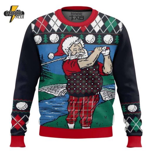 Golf Santa Claus Christmas Ugly Sweater Version 1