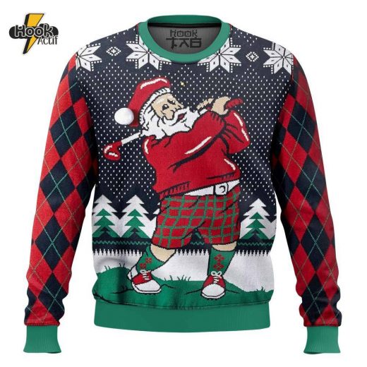 Golf Santa Claus Christmas Ugly Sweater Version 2