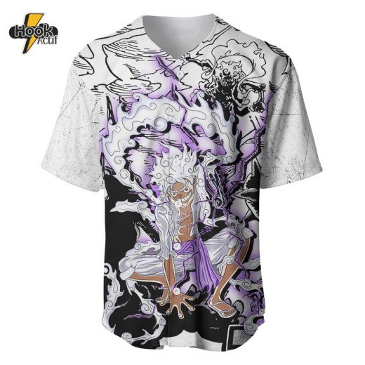 Kaminari Luffy Strawhat Gear Five Baseball Jersey, One Piece Baseball Jersey, Anime Baseball Jersey