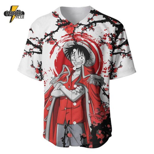 Luffy Pirate King Baseball Jersey, One Piece Baseball Jersey, Anime Baseball Jersey