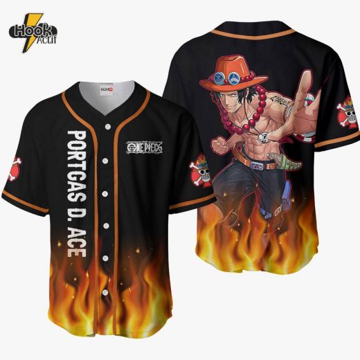 Portgas D. Ace Anime One Piece Otaku Cosplay Shirt, Anime Baseball Jersey