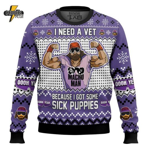 Sick Puppies Macho Man Ugly Sweater