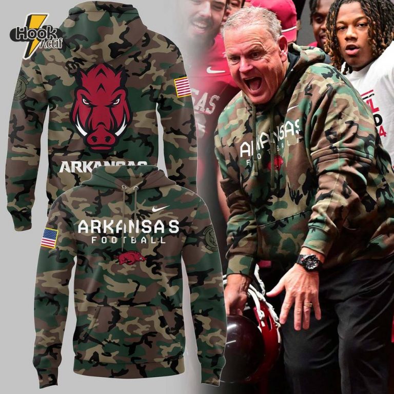 Arkansas Basketball Veteran Camo Hoodie Limited Edition Sam Pittman V1