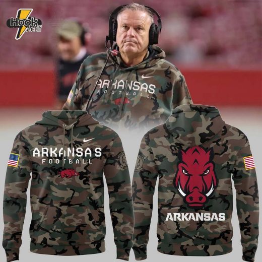 Arkansas Basketball Veteran Camo Hoodie Sam Pittman Limited V3 Edition