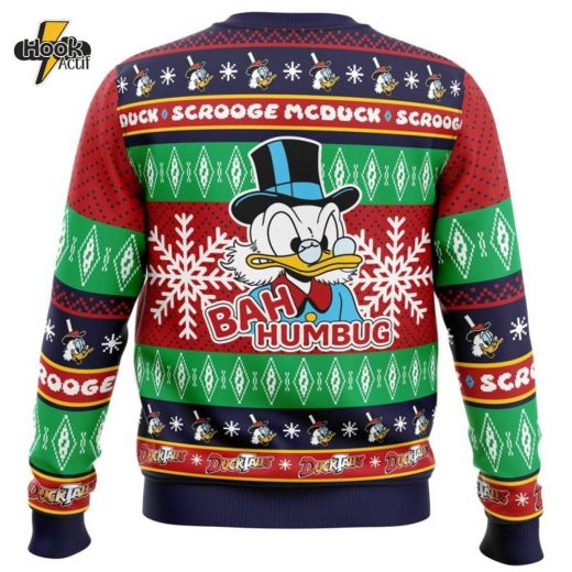 Bah Humbug Faux DuckTales Christmas Sweater Retro Cartoon Holiday Style