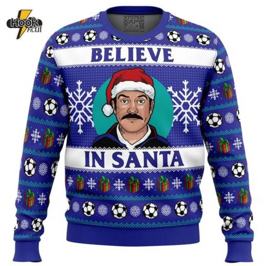 Believe Ted Lasso Christmas Sweater Funny Holiday Apparel for Fans