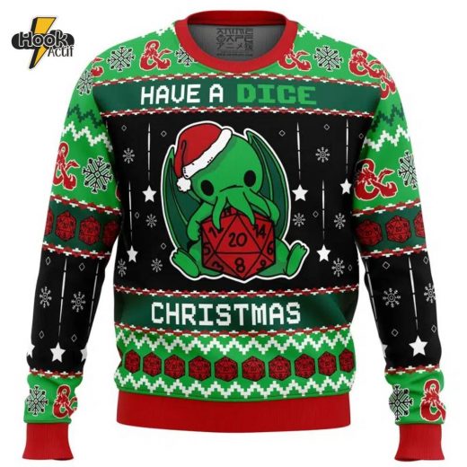 Cthulhu Have A Dice Dungeons and Dragons Christmas Sweater Fantasy Gaming Gift