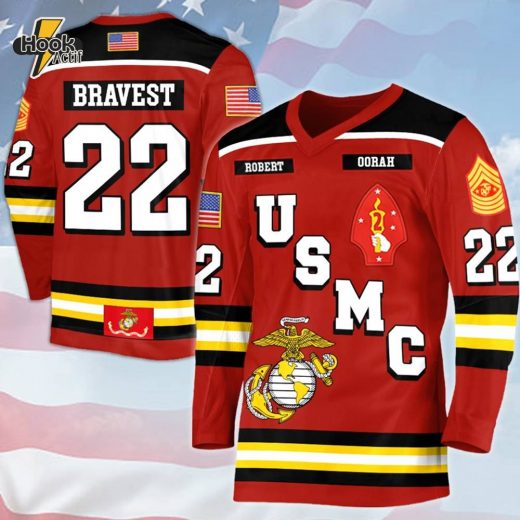 Custom All Branches US Military Hockey Jersey Retirement Veteran Dad Grandpa Gift