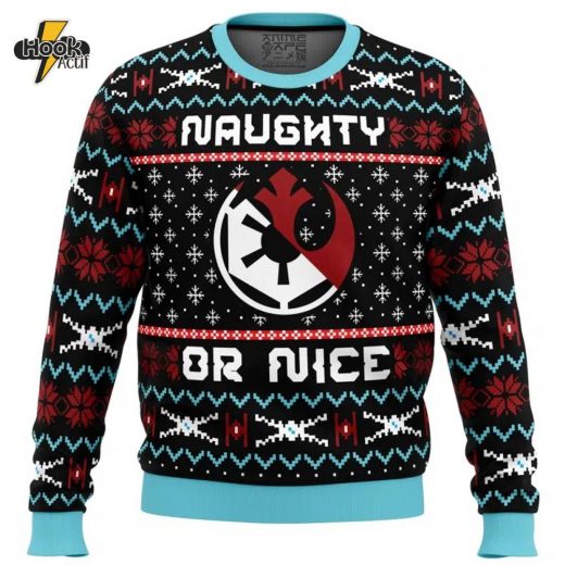 Galactic Naughty or Nice Star Wars Christmas Sweater Sci Fi Holiday Design