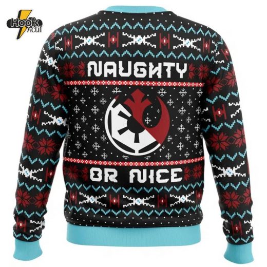 Galactic Naughty or Nice Star Wars Christmas Sweater Sci Fi Holiday Design