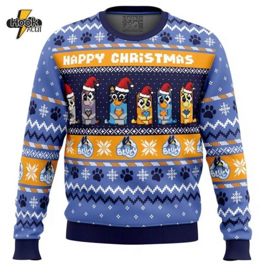 Happy Christmas Bluey Pop Culture Christmas Sweater Fun Family Holiday Gift