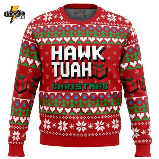 Hawk Tuah For Christmas Pop Culture Christmas Sweater Unique Winter Apparel