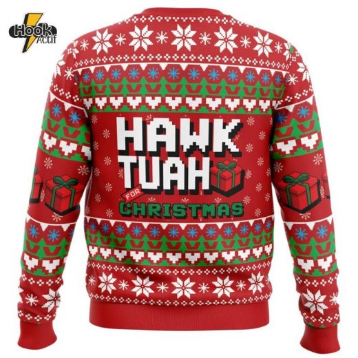 Hawk Tuah For Christmas Pop Culture Christmas Sweater Unique Winter Apparel