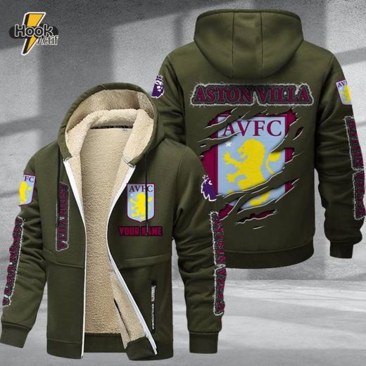 Aston Villa F.C DMTZ0591 Velvet Zip Hoodie Coat Villans Clubwear