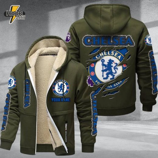 Chelsea F.C DMTZ0595 Velvet Zip Hoodie Coat True Blue Supporter Wear