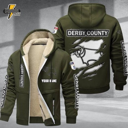 Derby County DMTZ0614 Velvet Zip Hoodie Coat Rams Sports Jacket