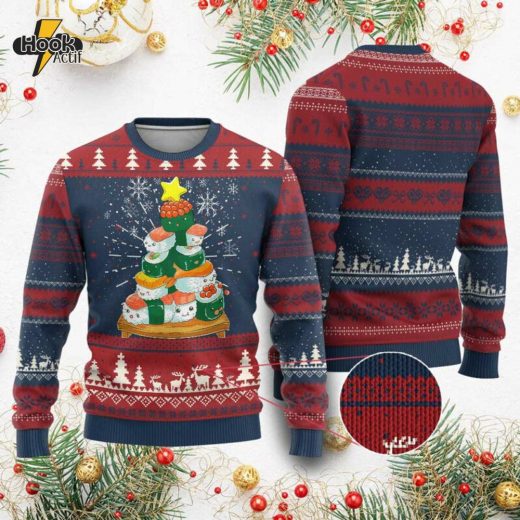 Funny Sushi Christmas Tree Ugly Sweater – Cute Japanese Holiday Gift