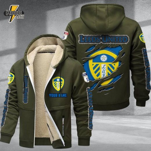 Leeds United DMTZ0616 Velvet Zip Hoodie Coat Yorkshire Pride Jacket