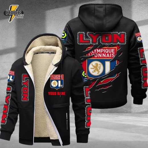 Lyon DMTZ0743 Black Velvet Zip Hoodie Coat Elegant Football Attire