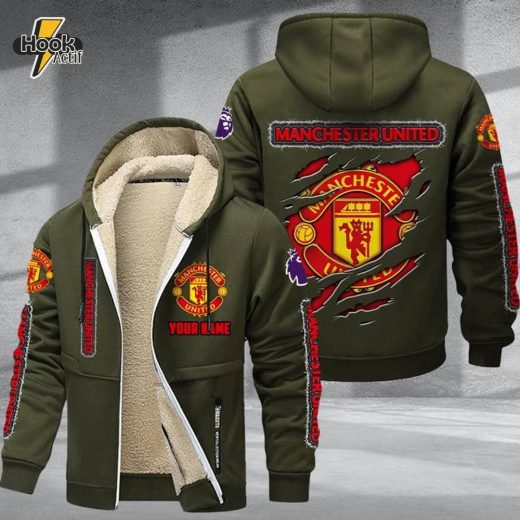 Manchester United DMTZ0602 Velvet Zip Hoodie Coat Red Devils Fanwear