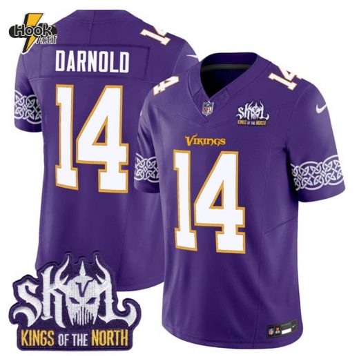 Men’s Minnesota Vikings King Of The North Patch Throwback Vapor Limited Jersey V2 – All Stitched