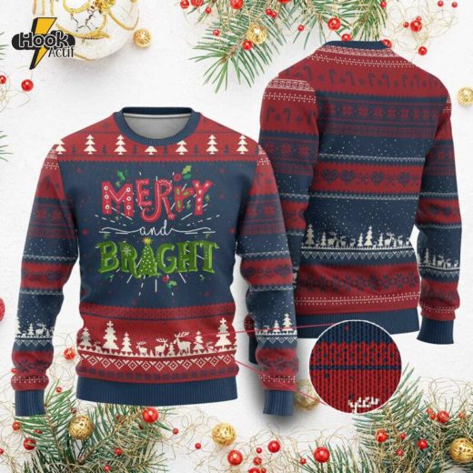 Merry And Bright Christmas Tree Ugly Sweater – Festive Holiday Style