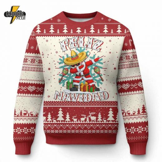 Mexico Feliz Navidad Ugly Christmas Sweater – Dabbing Sombrero Design