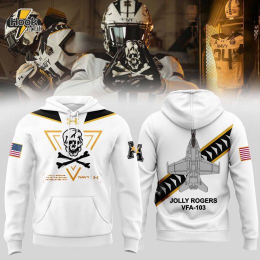 Navy Midshipmen football Jolly Rogers 2024 Hoodie v3