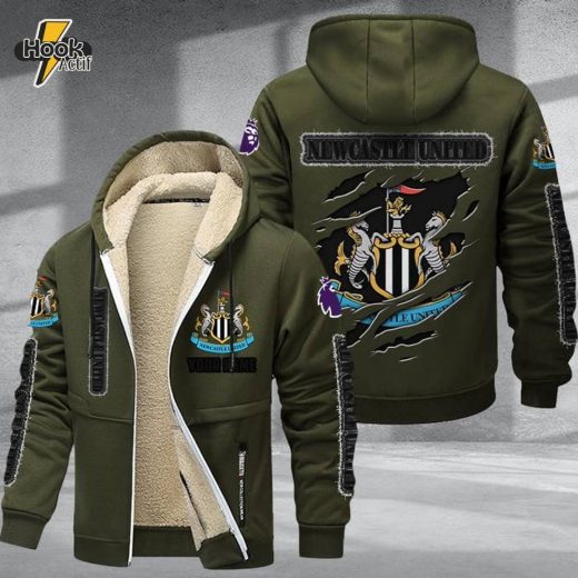 Newcastle United F.C DMTZ0603 Velvet Zip Hoodie Coat Magpies Supporter Jacket