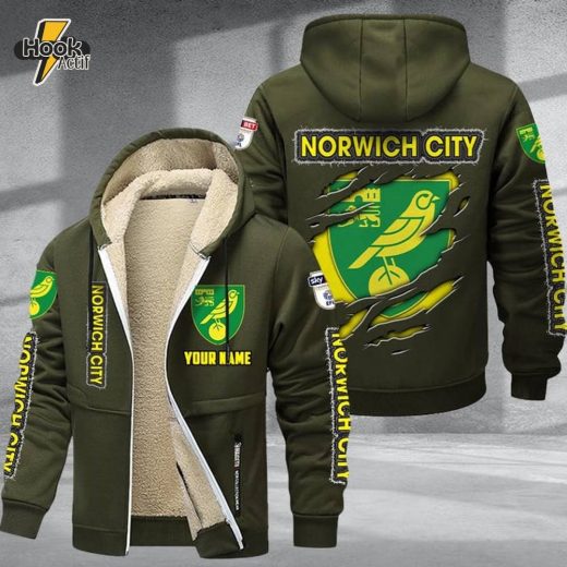 Norwich City DMTZ0620 Velvet Zip Hoodie Coat Canaries Supporter Jacket