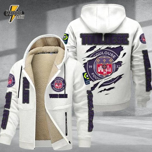 Toulouse DMTZ0754 White Velvet Zip Hoodie Coat Football Fan Favorite