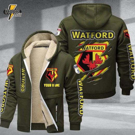 Watford DMTZ0631 Velvet Zip Hoodie Coat Hornets Fan Attire