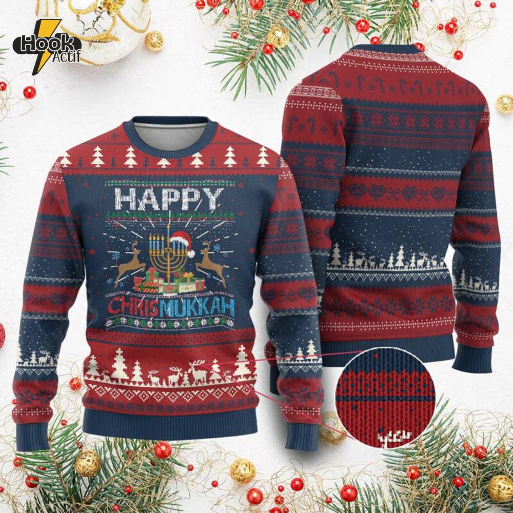 Xmas Hanukkah Chrismukkah Ugly Sweater - Funny Jewish Chanukah Design Xmas Hanukkah Chrismukkah Ugly Sweater - Funny Jewish Chanukah Design