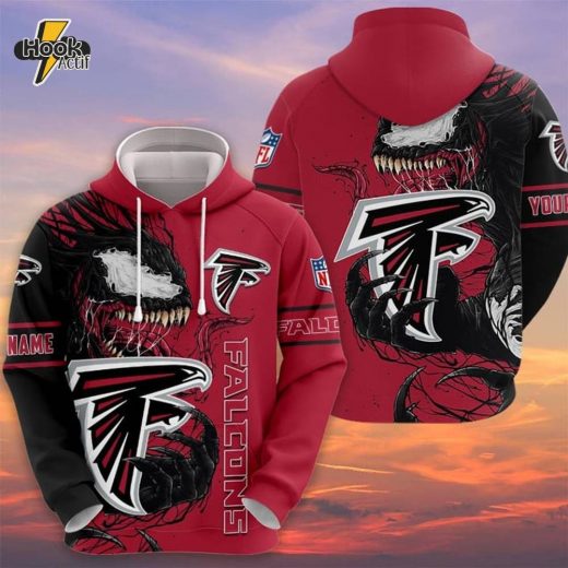 NFL Atlanta Falcons Custom Name Venom Pullover Hoodie