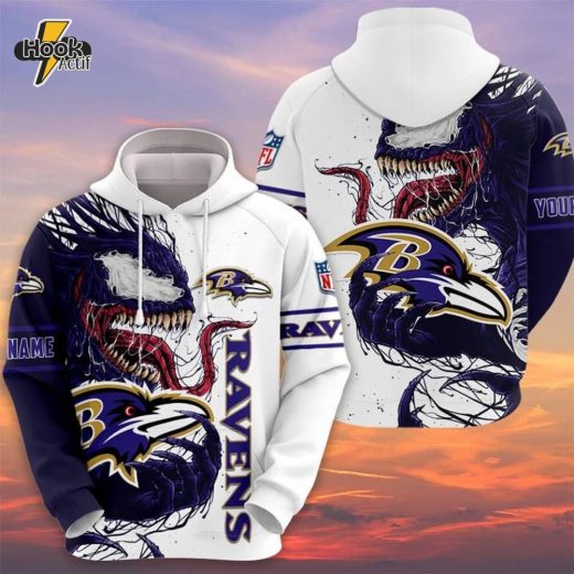 NFL Baltimore Ravens Custom Name Venom Pullover Hoodie