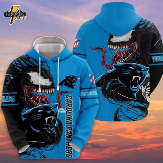 NFL Carolina Panthers Custom Name Venom Pullover Hoodie