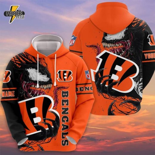 NFL Cincinnati Bengals Custom Name Venom Pullover Hoodie